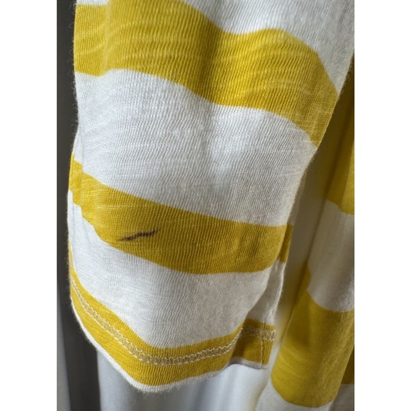Ann Taylor LOFT 3/4 Sleeves Striped T Shirt Yellow White M Colorful Casual 73-28 - Picture 7 of 15